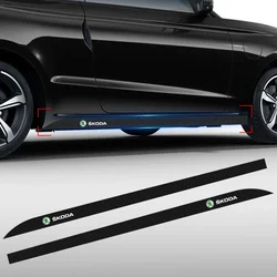 2pcs Car Door Side Skirt Car Body Decal Carbon Fiber Stickers For Skoda Octavia Fabia Kamiq Kapoq Kodiaq Rapid SCALA Superb