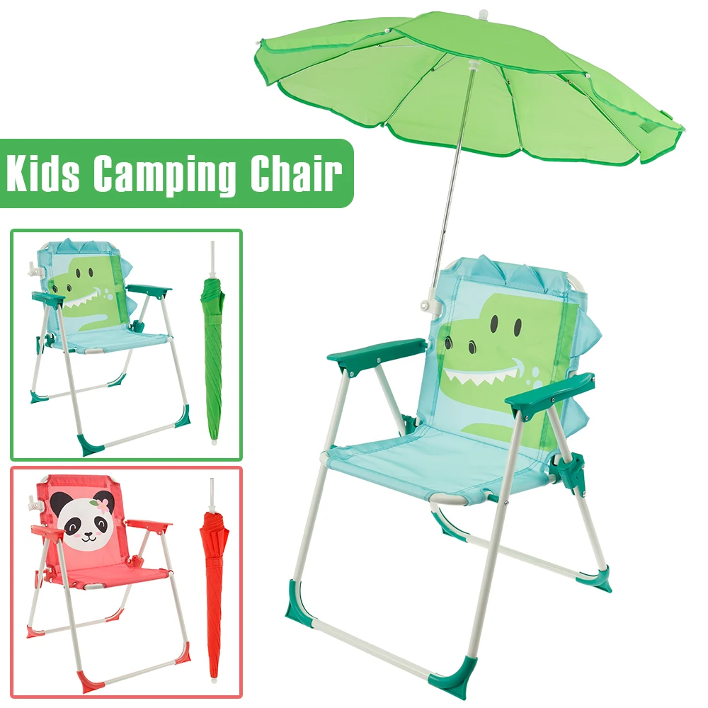 أطفال كرسي تخييم المحمولة للطي الاطفال كرسي الشاطئ مع مظلة واقية من الشمس ديناصور/الباندا لطيف نمط الطفل كرسي الاستجمام في الهواء الطلق #1