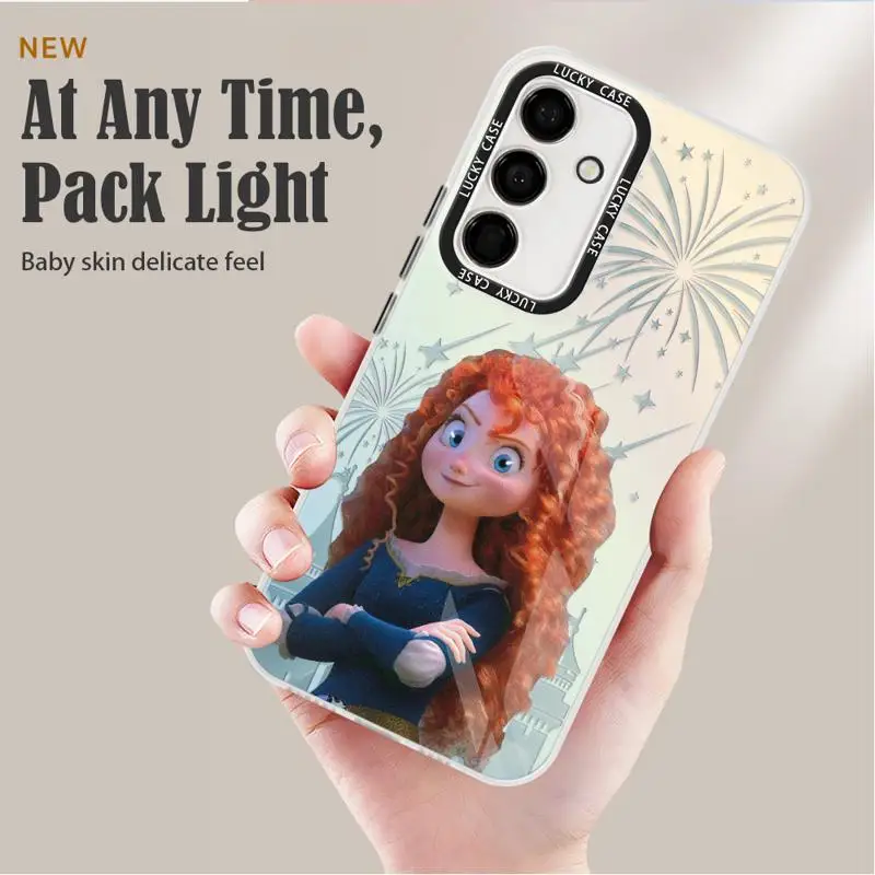 Rapunzel Merida Elena Jasmine Phone Case for Samsung Galaxy A55 A54 A53 A15 A13 A14 A72 A34 A35 A24 A50 A71 A73 Iridescent Funda