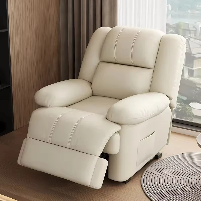 Wood or Metal Frame Sofa Contemporary Fabric Living Room Recliner Chair:Electric Extendable Design Inflatable Support