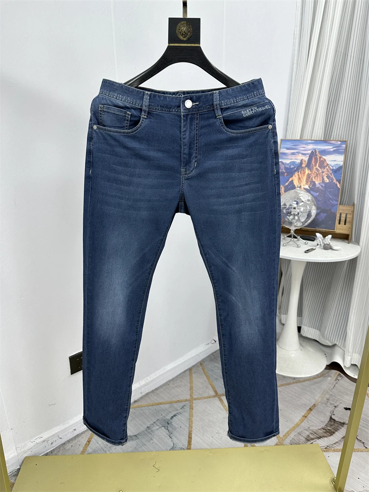 

Мужские тонкие, мягкие, удобные, дышащие, универсальные, эластичные джинсы без этикеток, повседневные, модные, весна-лето