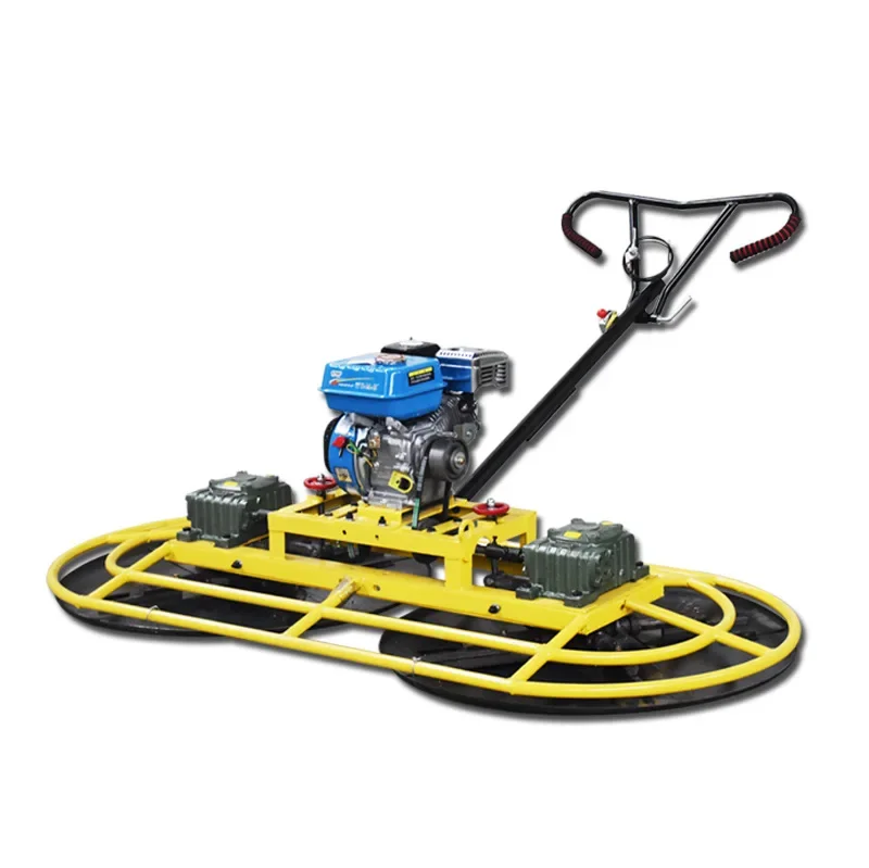 Double Dishes Float Finishing Troweling Levels Concrete Floor Polishing Machine Hand Push Petrol HYD 90 Concrete Trowel Power