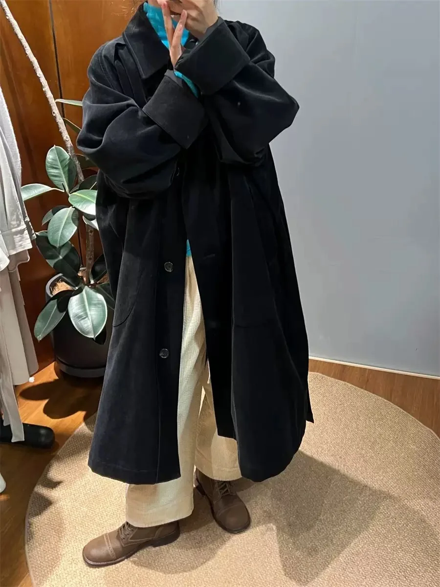 فضفاضة تناسب سروال قصير عباءة Sle Jaet بدوره إلى أسفل طوق خمر الخريف الشتاء جديد وصول المرأة تخفيف Faion معطف #1