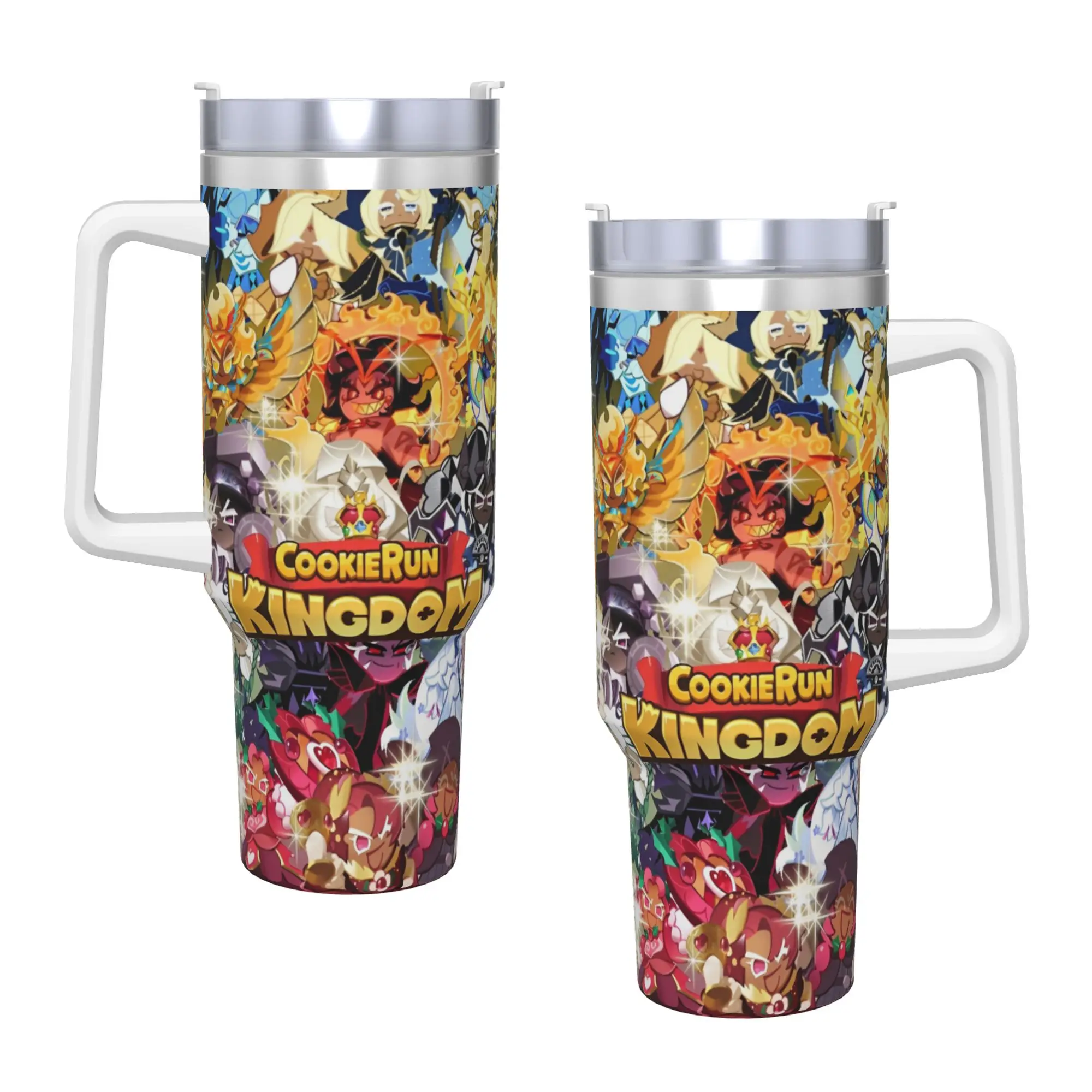 Cookie Run Kingdoms Tumbler With Straw anime cartoon Stainless Steel Mug Cups Double Wall Vacuum Insulated for Cold Or Hot 40oz