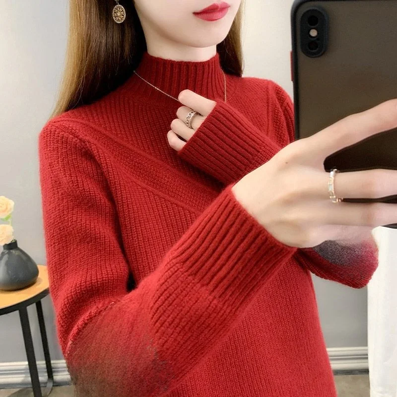 Maglione alto ne lavorato a maglia da donna di fascia alta anti-palla invernale lungo Sve lunghezza regolare sopra la testa Sle Premium Quali Nuovo 2025