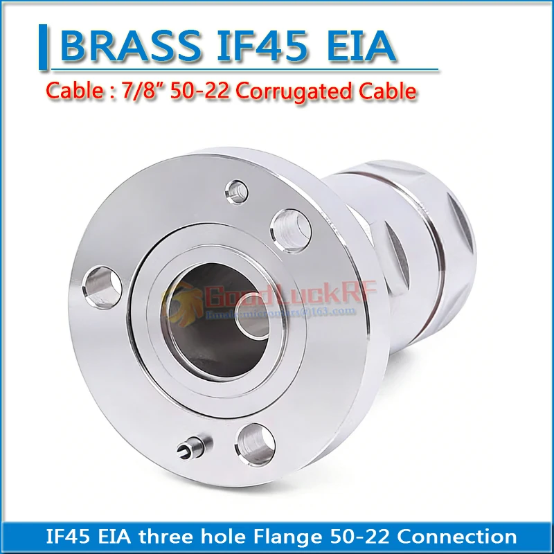 7/8 EIA IF45 Three 3 Hole Flange Clamp Solder for 7/8' 50-22 Corrugated Cable Feeder Standard Andrew Brass RF Connector Adapter