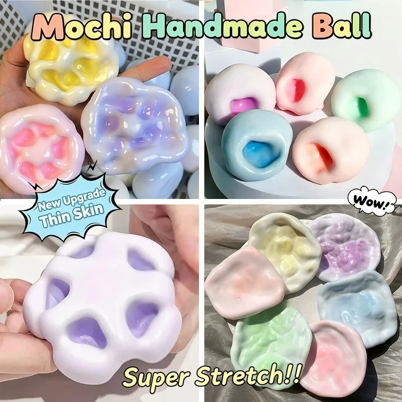 Handmade Cute Mochi Stress Relief Squeeze Ball Smooth TPR Decompression Relax Surface Daily Venting Office Fidget Sensory Toy
