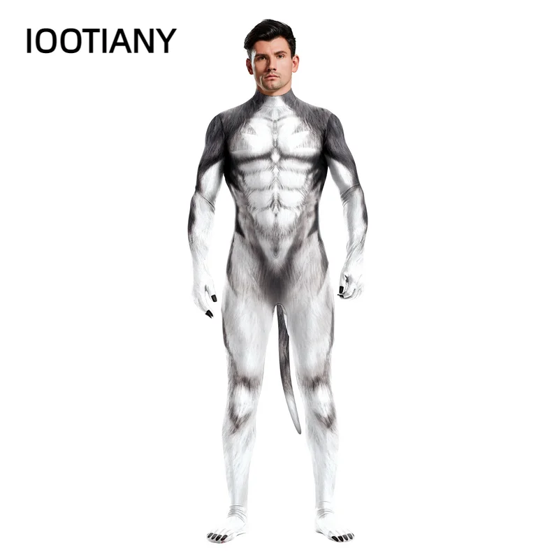 IOOTIANY-monos ajustados de Anime para hombre, traje de Cosplay con estampado 3D de poliéster y licra, con colas, nuevo