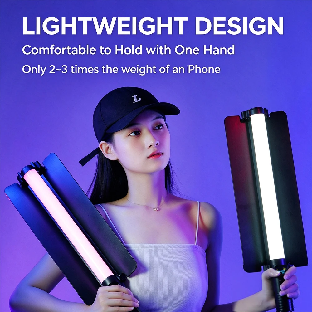 Portable RGB Handheld LED Light Stick Rechargeable Fill Light With Baffle Remote Control Photography Light for Vlog Selfie Live