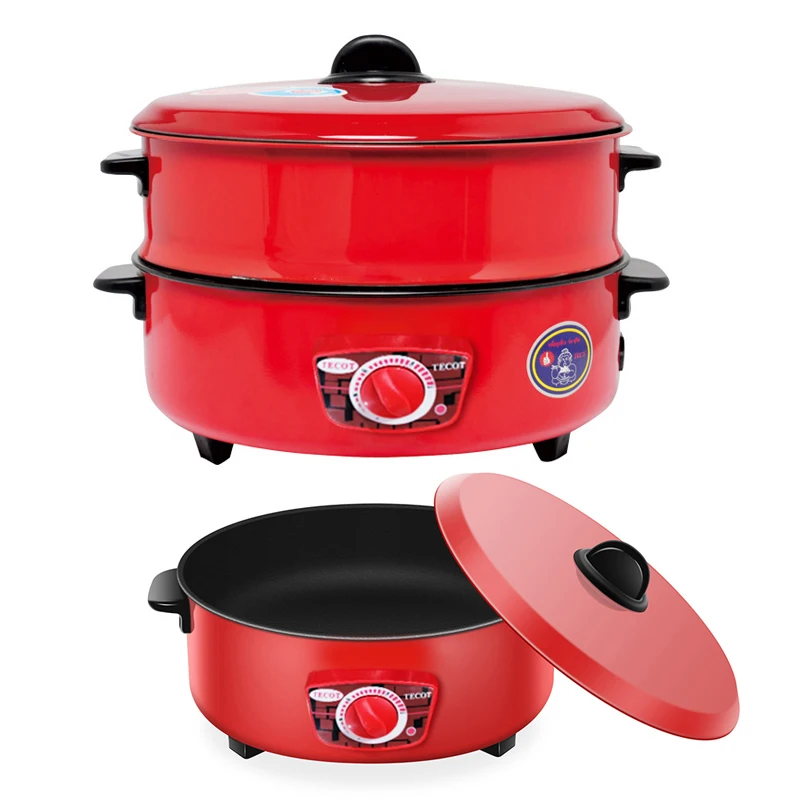 2.4L/4L 赤マルチクッカー単層電気ポット 1-2 人家庭用ノンスティックパン鍋炊飯器調理家電