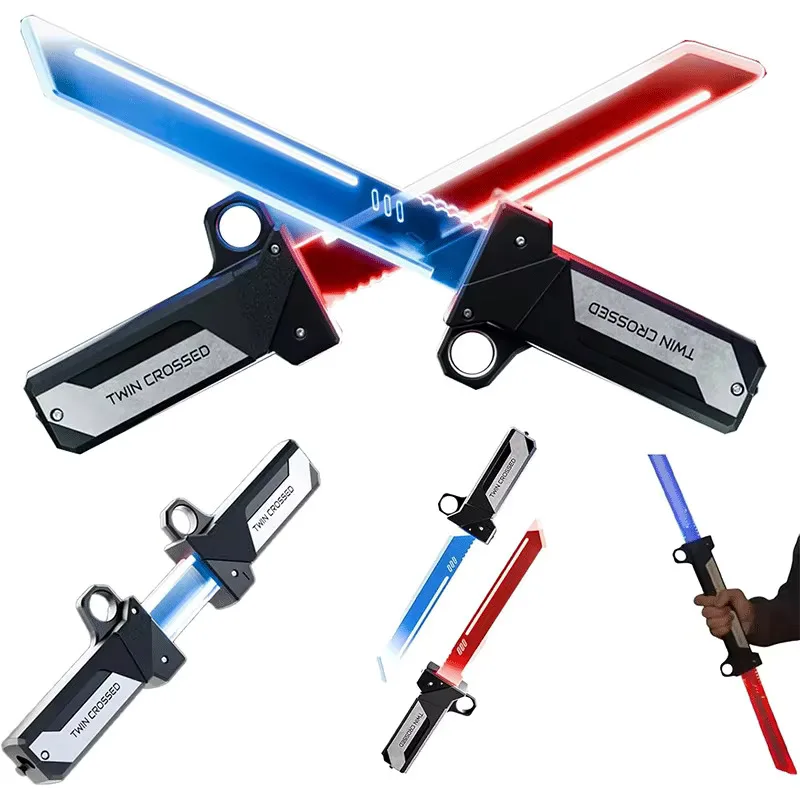 2026 New Luminous Toys  Double Sword Insertion Swing and Stretch 2IN1 Lightsaber Games Interactive Cosplay Light Sword Toy
