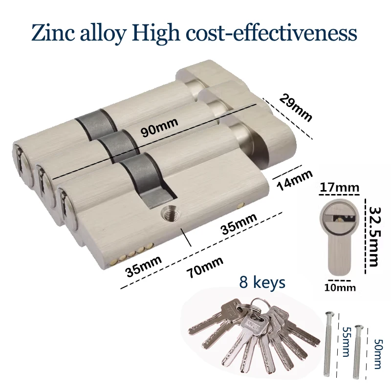 Imagem -02 - Cilindros Múltiplos do Fechamento para a Segurança da Porta Botão da Liga do Zinco Uma Chave Abre Fechamento Múltiplo Interruptor 3ach Outro 70 mm 80 mm