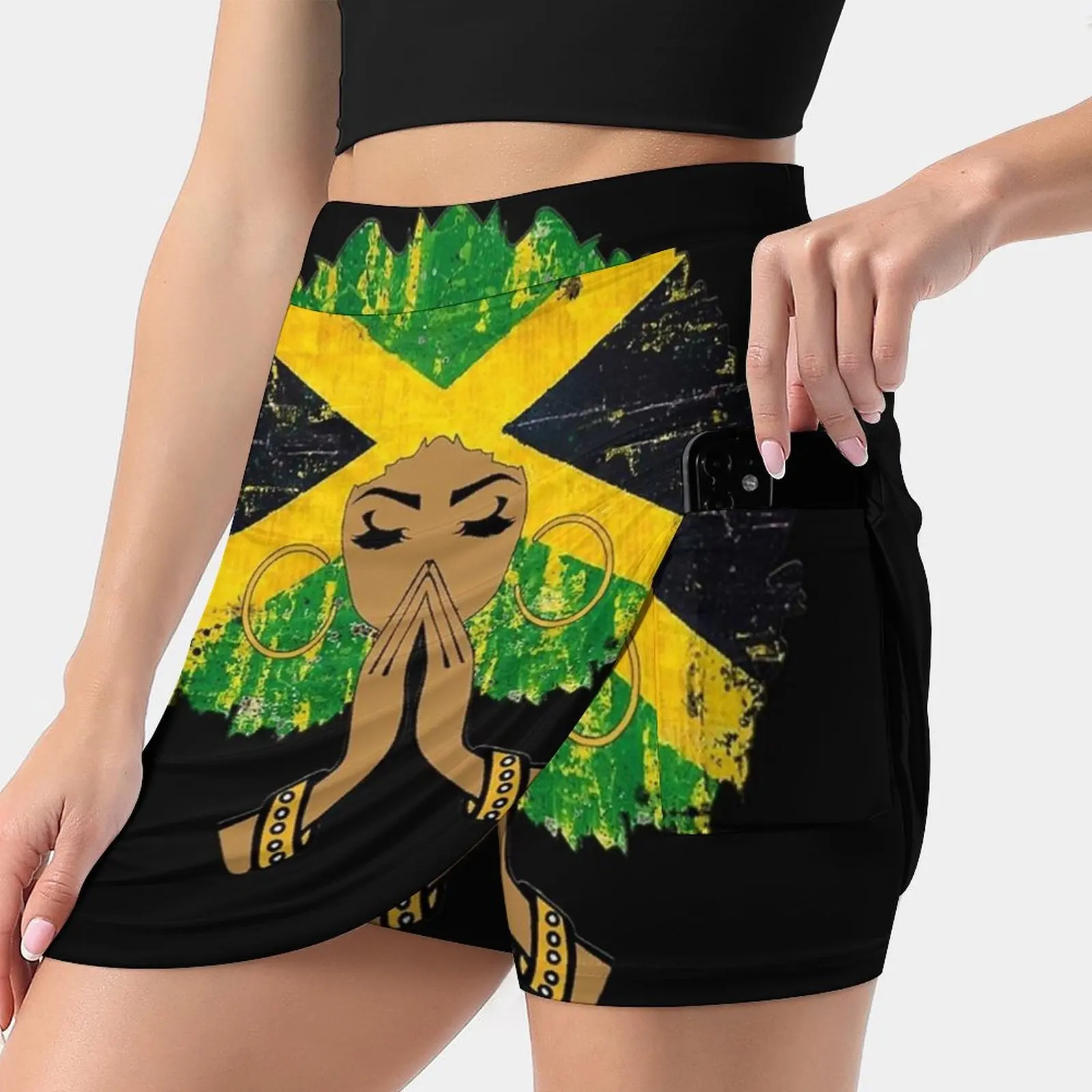 Jamaican Flag Black Woman Melanin Queen Afro Women's skirt Aesthetic skirts New Fashion Short Skirts Jamaica Jamaica Flag