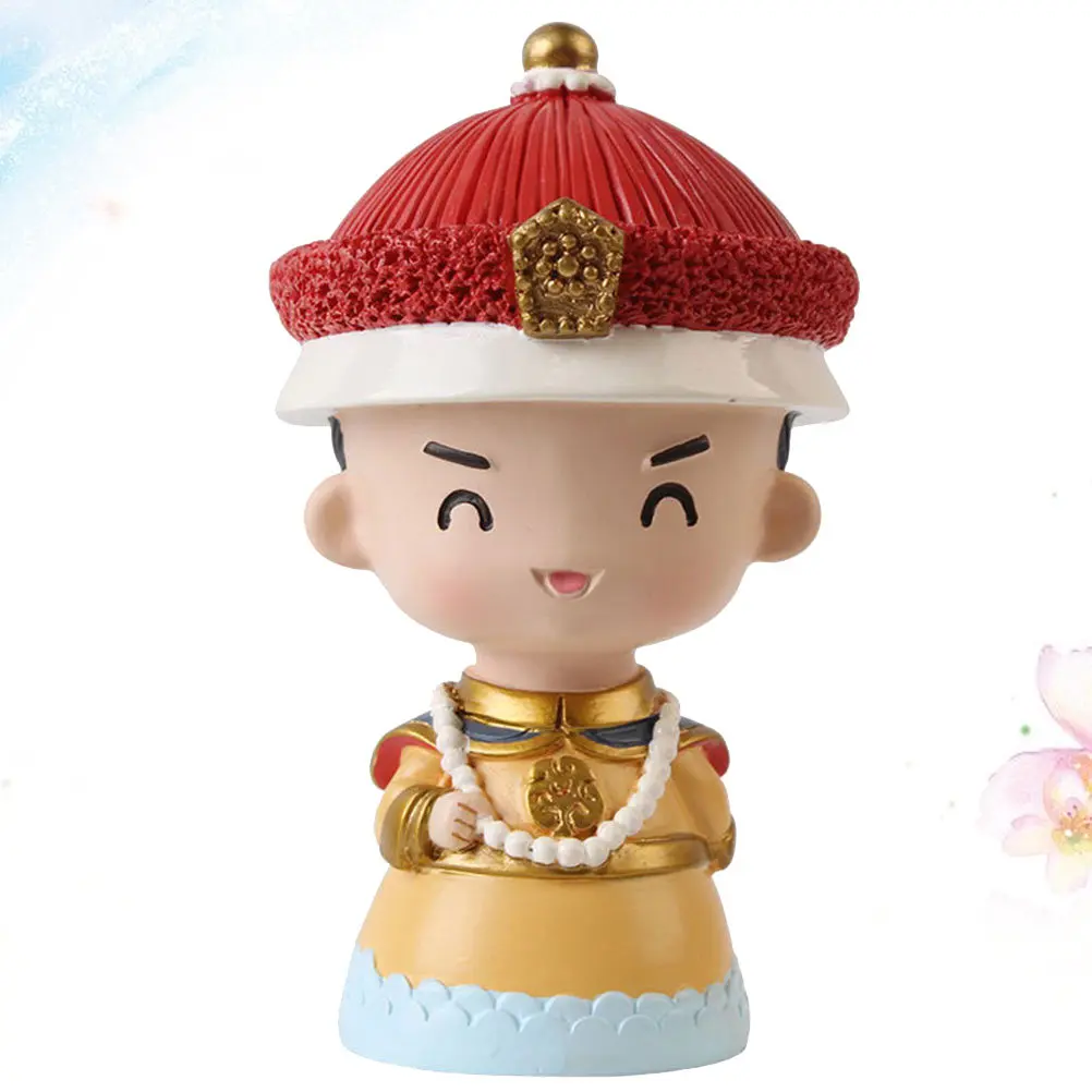 Resin Emperor Decoration Yellow Desktop Car Ornament Cake Topper Home Office Desk Adornment Chinese Queen Royal Style Car