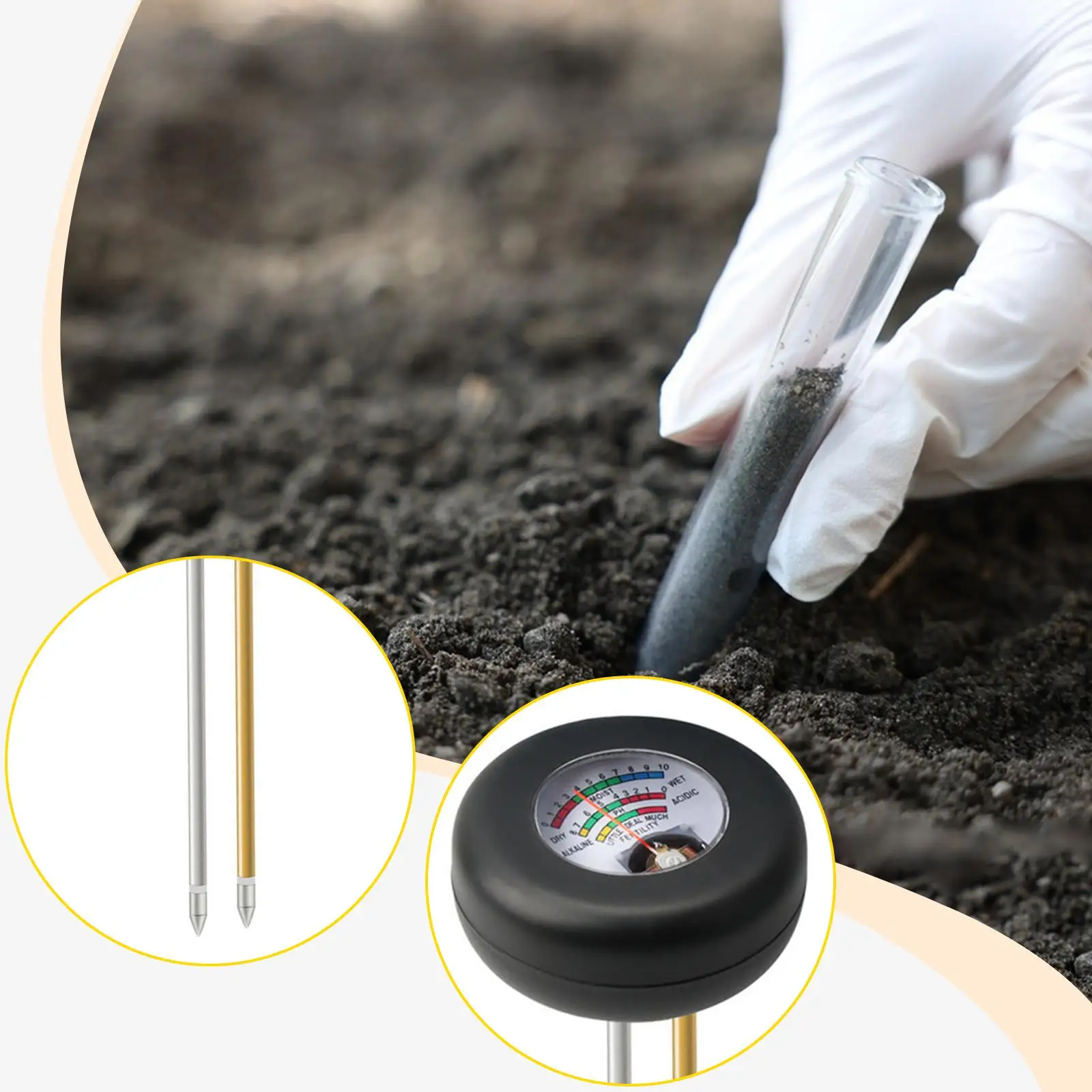 مقياس درجة الحموضة للتربة مستشعر رطوبة التربة كشف دقيق للإضاءة مقياس رطوبة الماء 3 في 1 لحديقة المزرعة