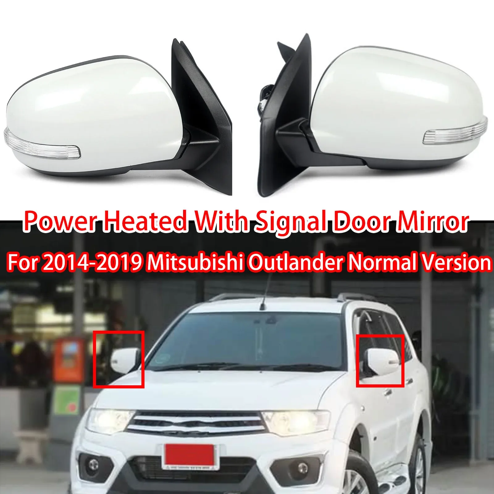 

Rearview Mirror For 2014-2019 Mitsubishi Outlander Normal Version Power Heated With Turn Signal Light Assembly Black White