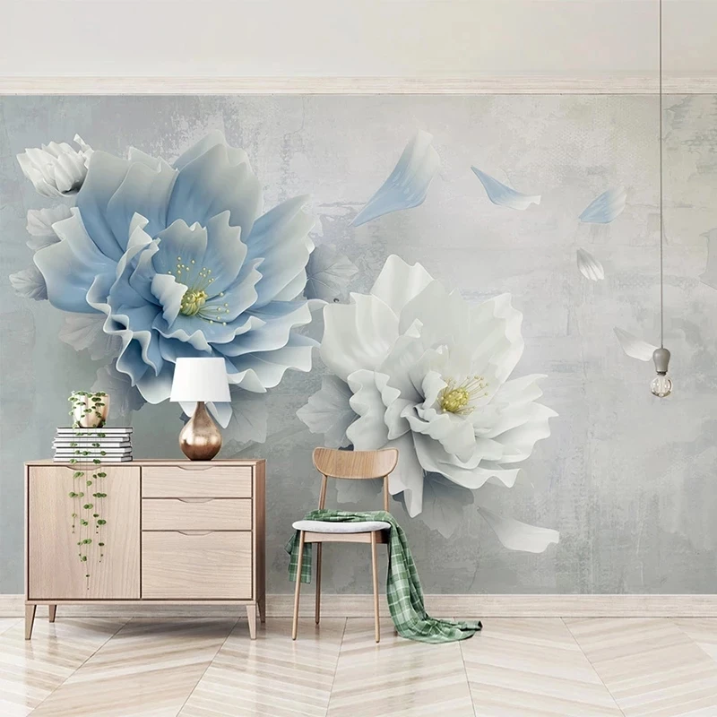 Custom Modern Creative 3D Embossed Flowers Fresco Bedroom Mural Wallpaper Living room sofa TV background wall restaurant Hotel