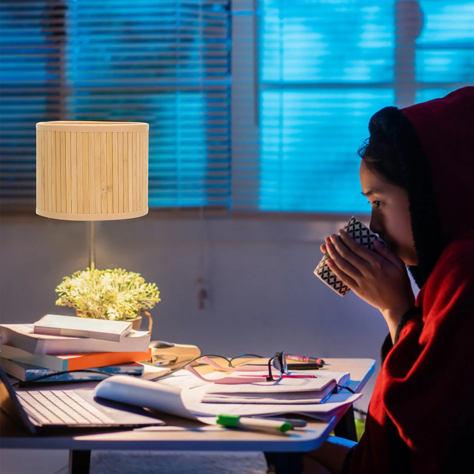 

Small Lampshade Bamboo Inspired Retro Design Cover for E27 E14 Socket Ideal for Desk Wall Floor Table Lamps Indoor Lighting