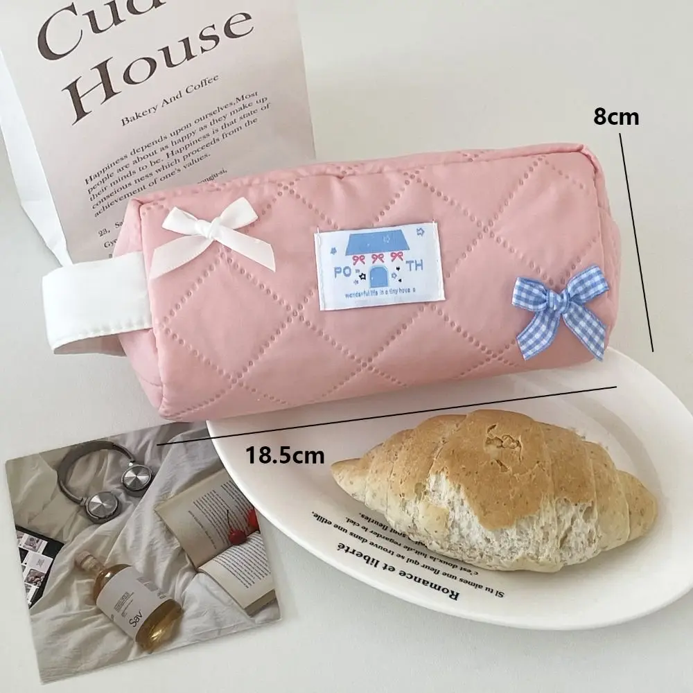 Multi-function Large Capacity Pen Bag Blue Bow Portable Stationery Bag Stationery Organizer School Office