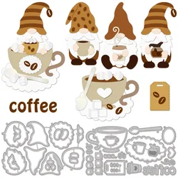 2Set 32Pcs Coffee Gnome Cutting Dies for DIY Scrapbooking Metal Coffee Cup Die Cuts Embossing Stencils Template for Paper Card