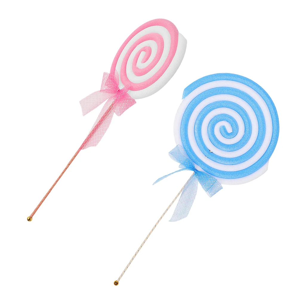 2 Pcs Decorate Photo Studio Props Cake Decorations Giant Lollipop Plastic Fake Candy