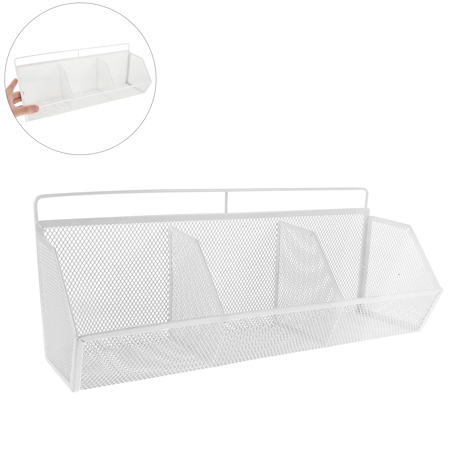 

3-Slot Wire Mesh Document Rack Iron Craftsmanship Storage Desktop Magazine Holder Slanted Design Office Study Room Space Saving