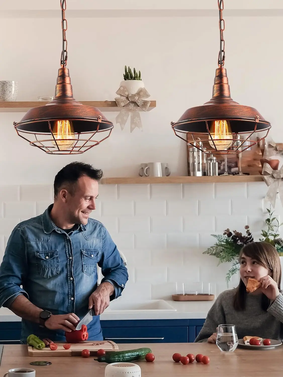 Kitchen Island Packs, Vintage Industrial Style Lighting Bronze Rustic Pendant Lights Fixture for Farmhouse chandelier