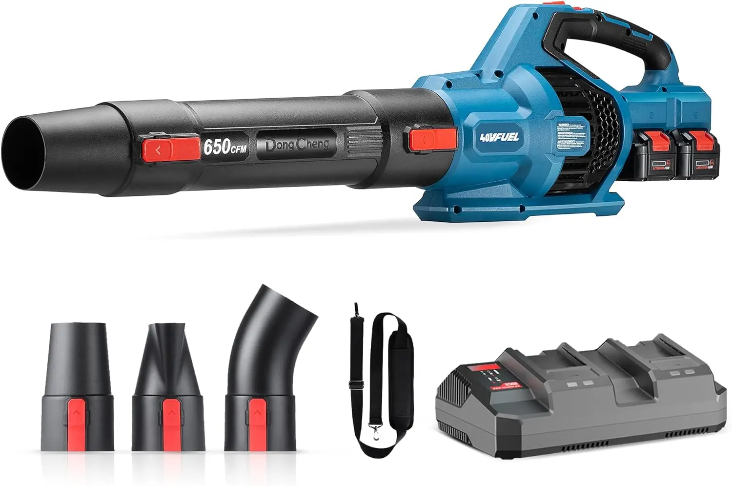 

Аккумуляторная воздуходувка 40В с производительностью 650 CFM, 2 батареями и зарядным устройством, идеально подходит для уборки листьев и снега