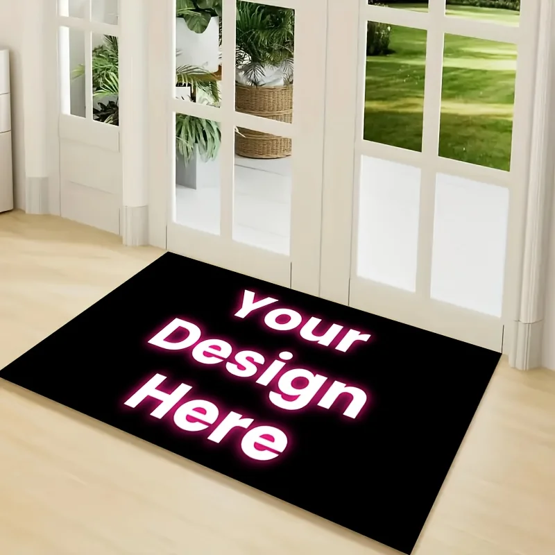 

Customizable Flannel Welcome Door Mat Personalize with Photos, Logos & Text for Living Room, Bedroom, Entryway, Bathroom,