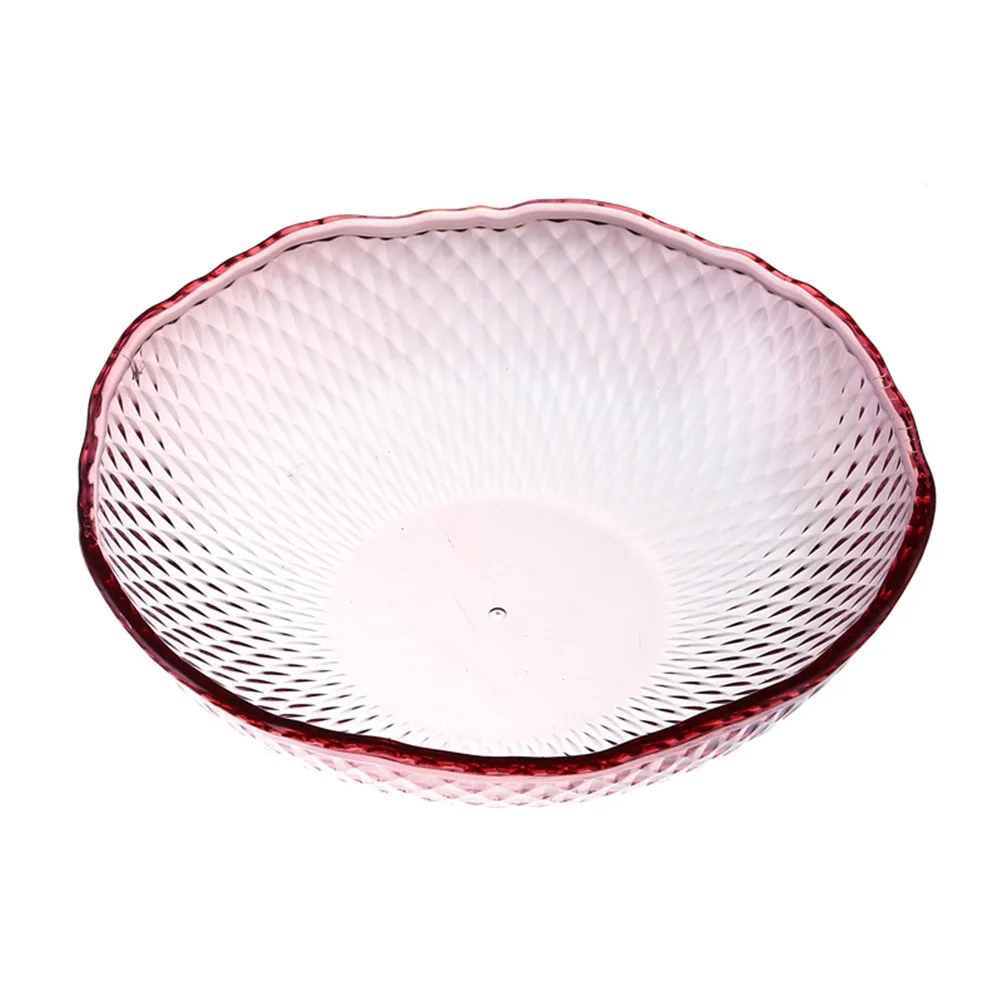 

Fruit Snack Plate Plastic Crystal Clear Pink Appetizer Salad Bowl Serving Dish Kitchen Home Decor