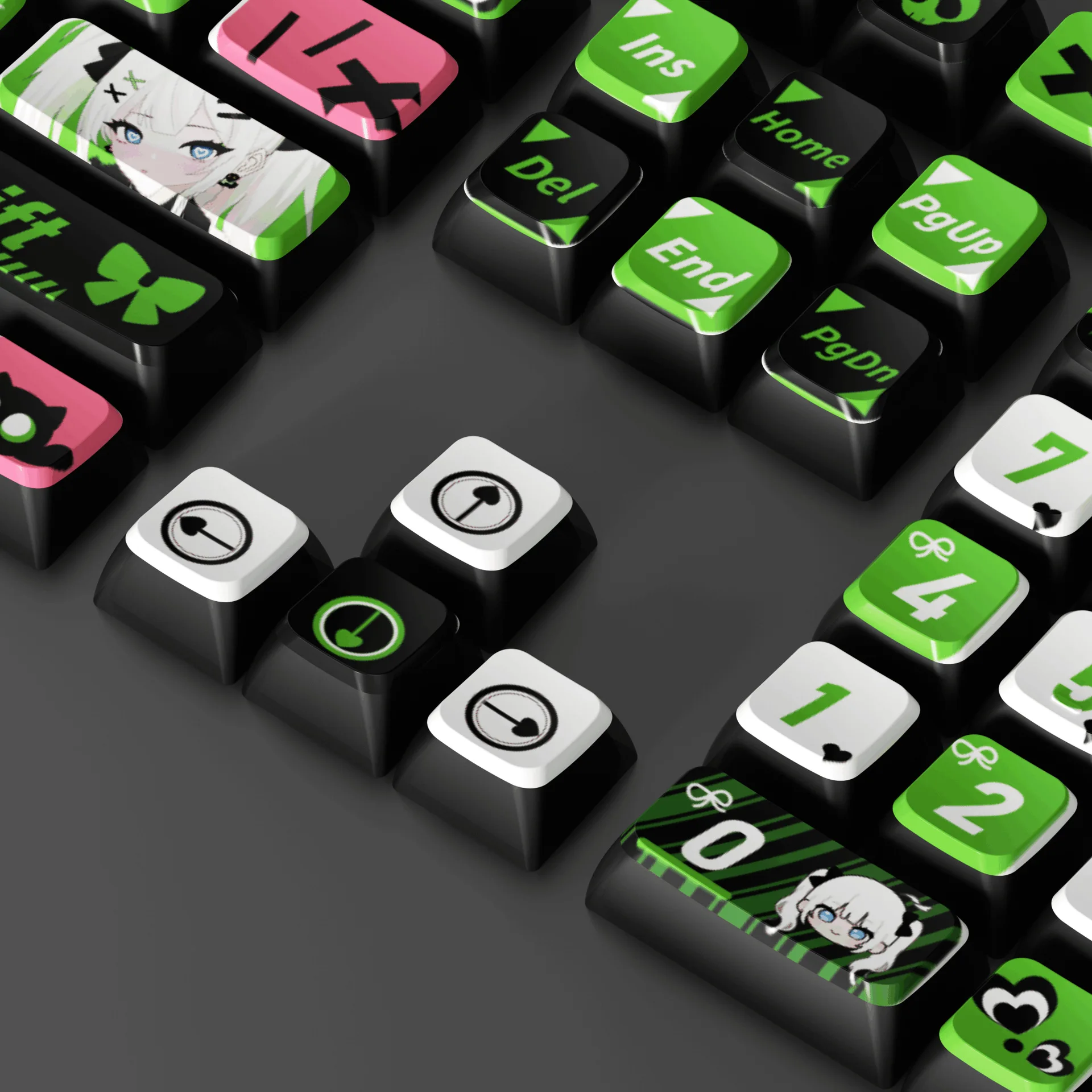 Little Devil - Groene Anime-thema Keycaps 118-toetsen XDA-profiel, thermische sublimatie PBT, universeel voor mechanische toetsenborden