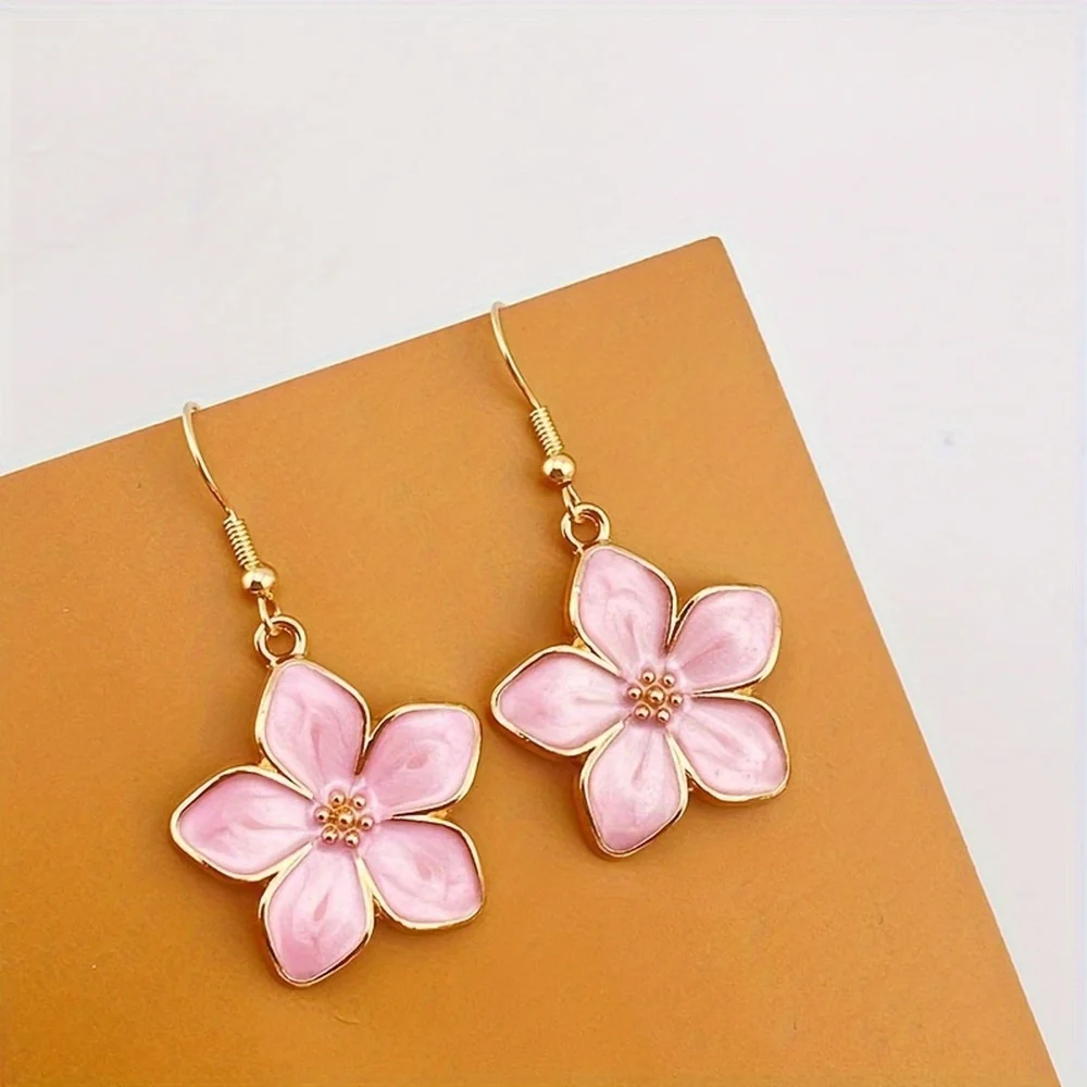 1 Pair Adorable Enamel Petal Earrings Flower Dangle Earrings Anniversary Party Gifts,JewelryNiche Style Hot List,Beautiful Style