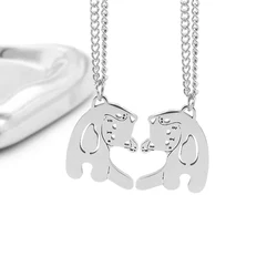 Trend Love Cat Pendant Necklace for Couples Fashion Kpop Cute Heart Titanium Jewelry No Fade Men Women Sweater Chain Party Gift