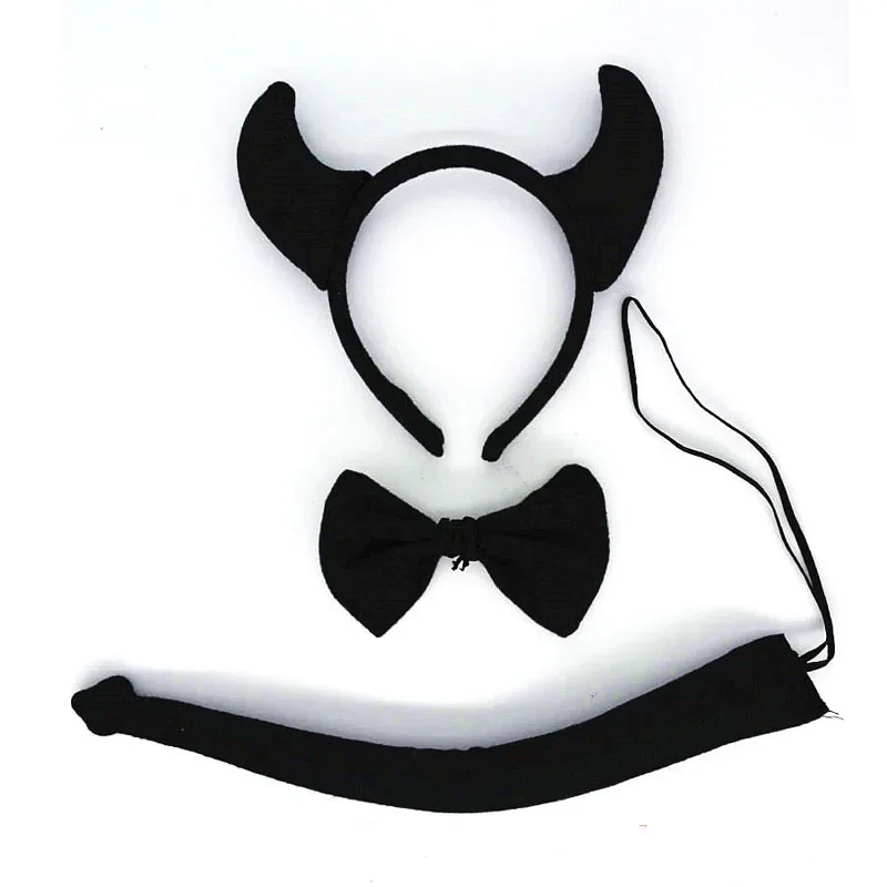 Demon Animal Cosplay Costume pour enfants, oreille maléfique, rouge, noir, fête d'anniversaire, Halloween, femmes, filles