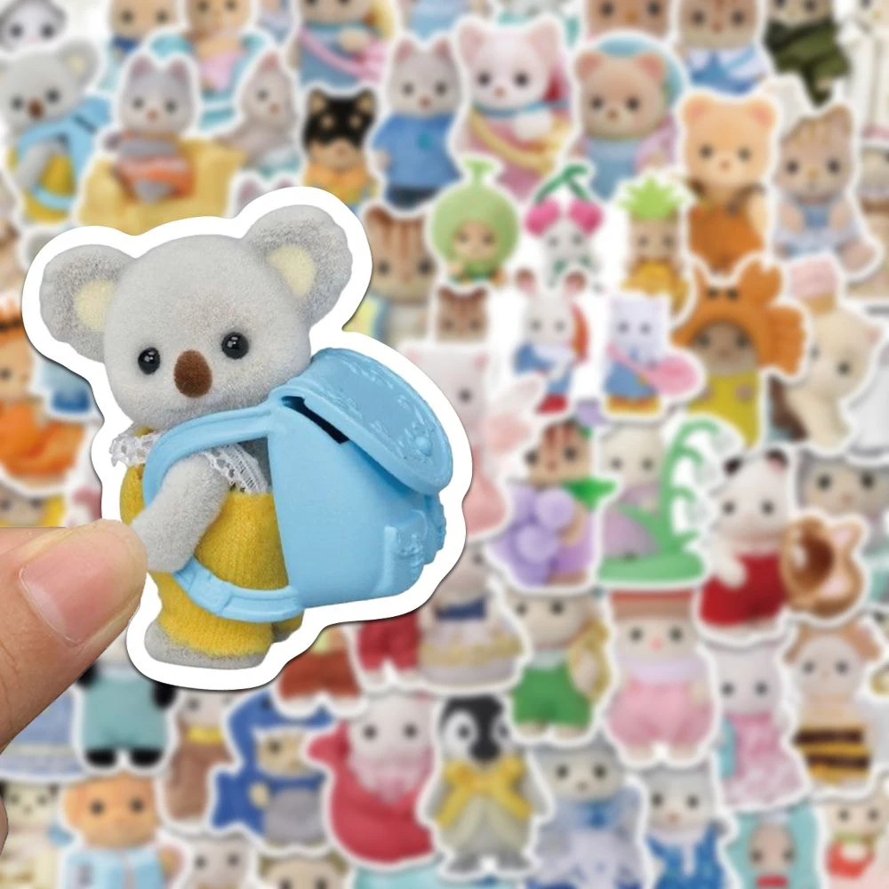 10/30/55pcs Kawaii Calico Critters Stickers Funny Cute Cartoon Kids Decals Toy Skateboard Stationery Phone Case Graffiti Sticker