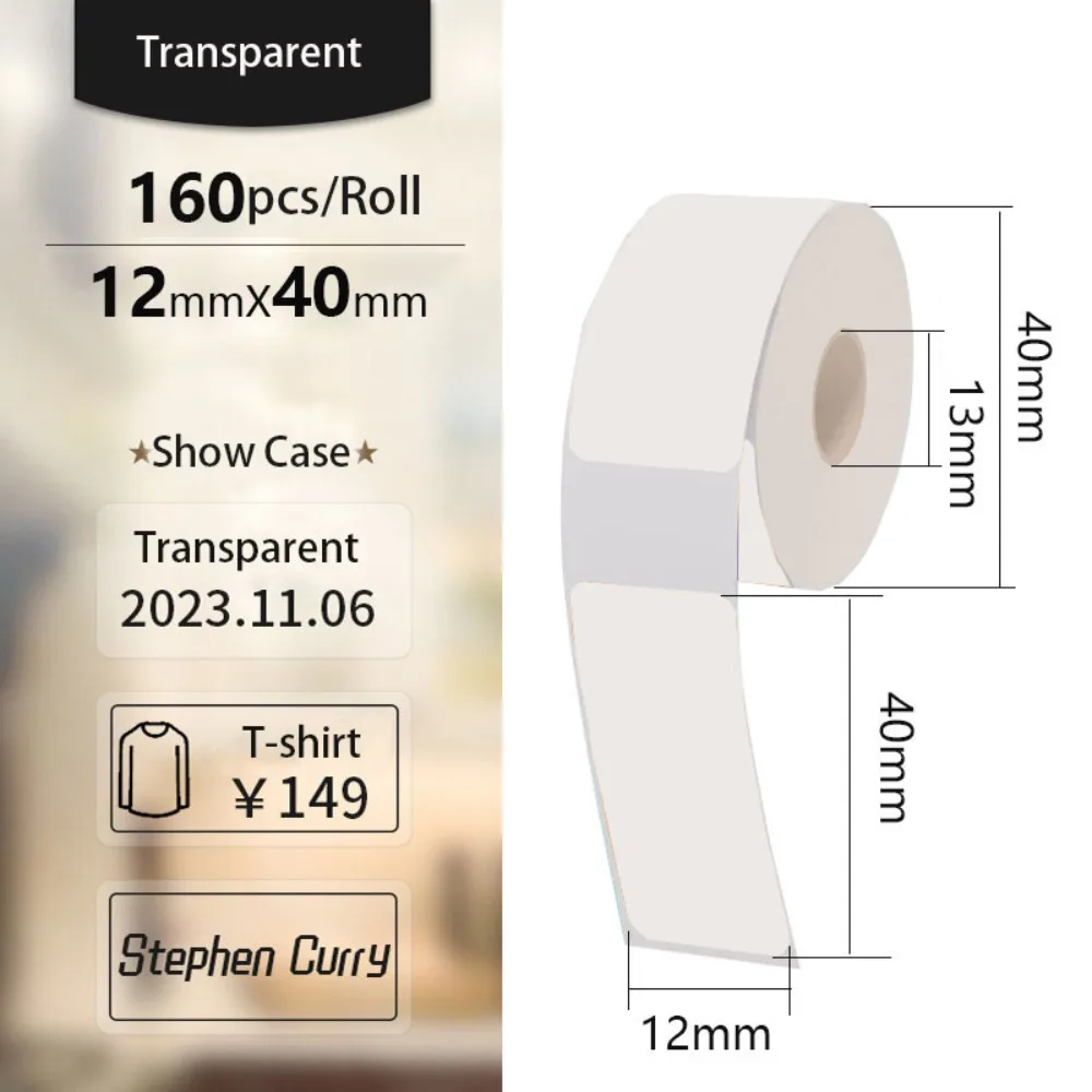 Colorful Adhesive Label Maker Paper 12mm×40mm 160/Roll Label Tape Print Stickers Self-Adhesive Labels Portable Printer