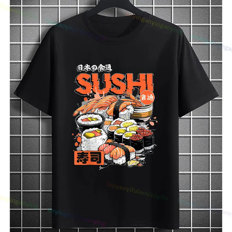 

Unisex Funny Japanese Sushi Lover Gift Graphic T-shirt Pure Cotton Short-sleeve Casual Humor Style Tshirt Outdoor Clothing
