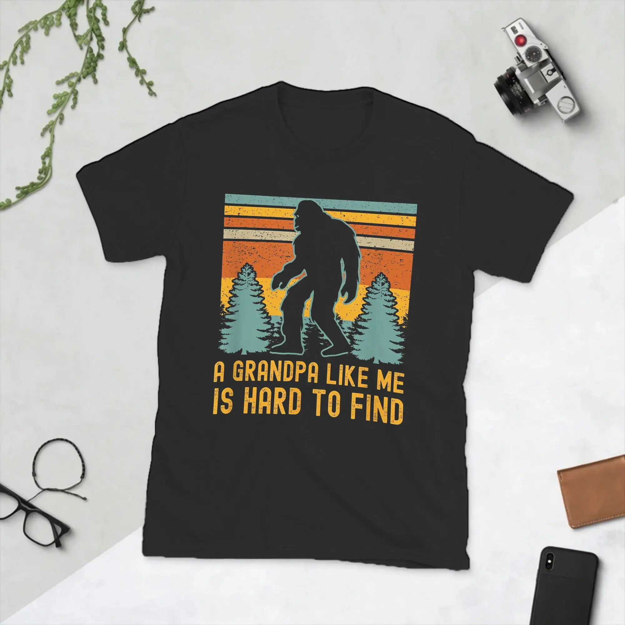 A Grandpa Like Me Is Hard To Find - Bigfoot Grandpa T-Shirts for Men  Cotton Tee Shirt Crewneck Short Sleeve T Shirts Clothing