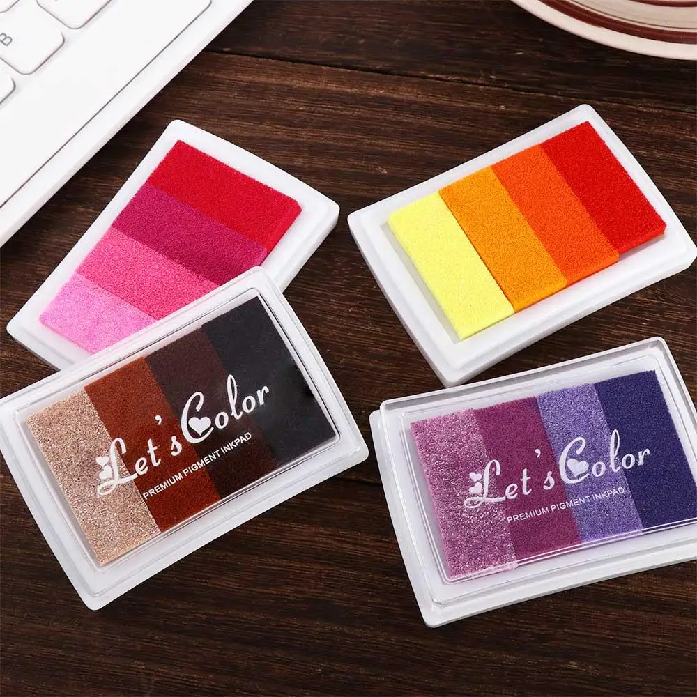 Non-Toxic DIY Crafts Hand Account School Office Newborn Footprint Inkpad Stamp Oil Based Gradient Color Ink Pad Rainbow Ink Pad