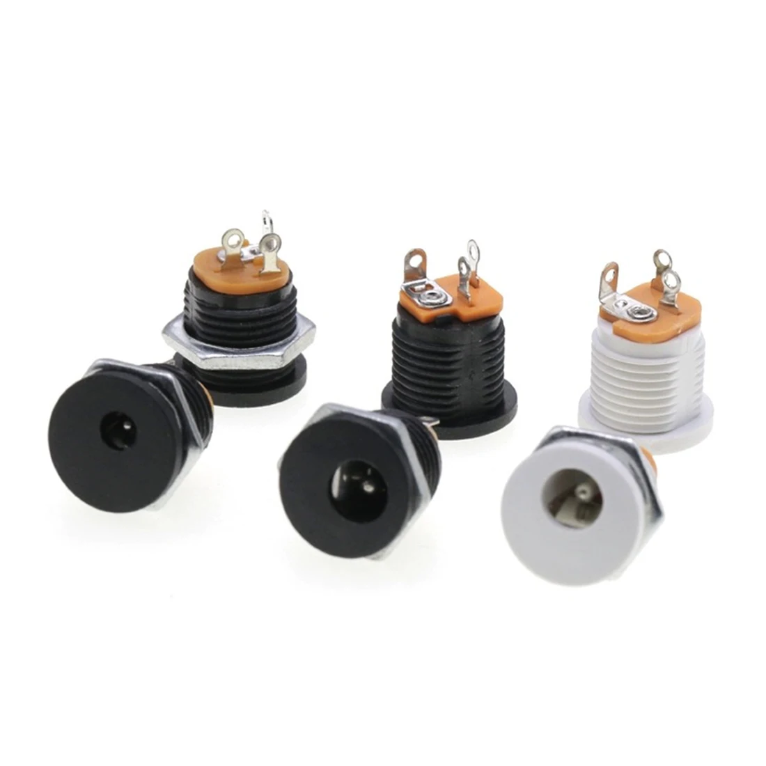 DC-022 Power Supply DC Socket Panel Installation 5.5-2.1/2.5mm Socket Circular Hole Thread with Nut
