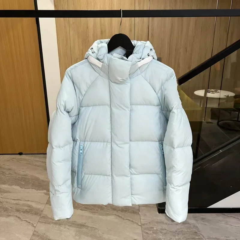 Cana * a go * se einfarbige wind dichte Crop Puffer Jacke Winter dicke kurze Stil 90% weiße Gänse daunen jacke Damenmode Mäntel