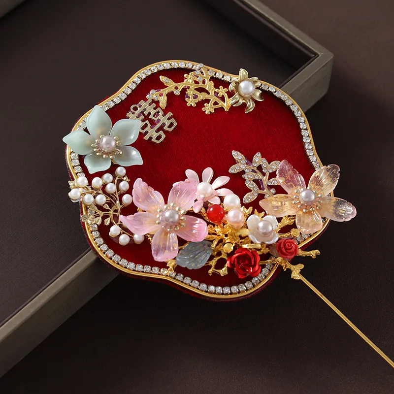 Chinese Style Embroidery Fan Embroidered Circular Fan Round Women's Ancient Court Han Chinese Clothing Cheongsam Dance Mini Fan