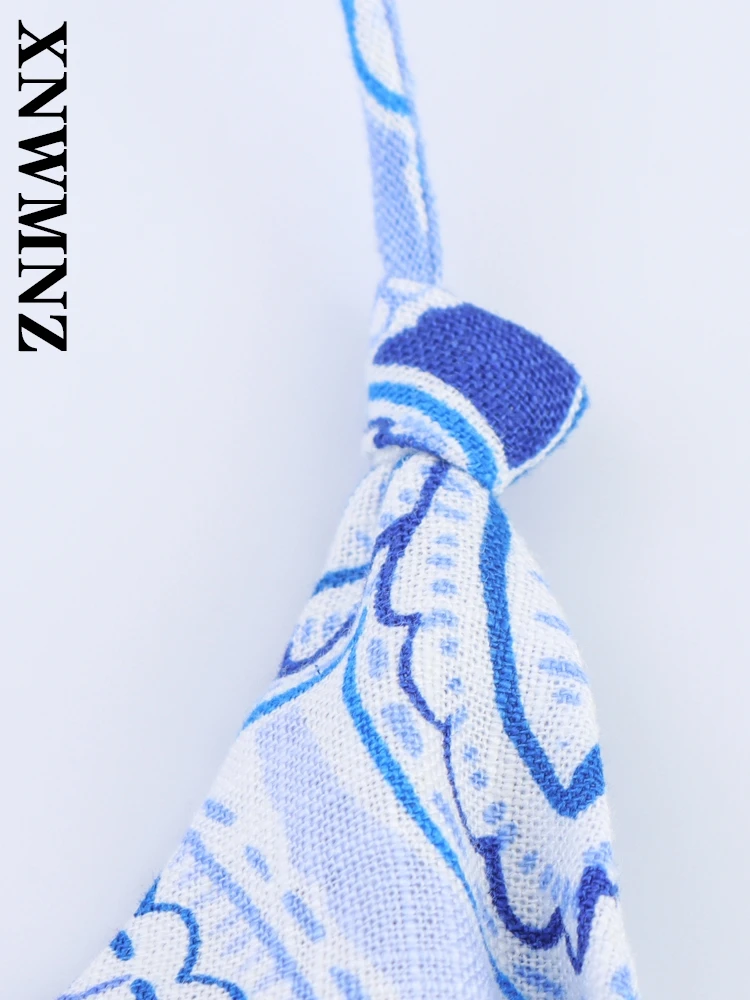 XNWMNZ Estate Donna Vacanza boho tracolla sottile Abito midi senza schienale Chic Moda femminile Spalla senza maniche Abiti sexy