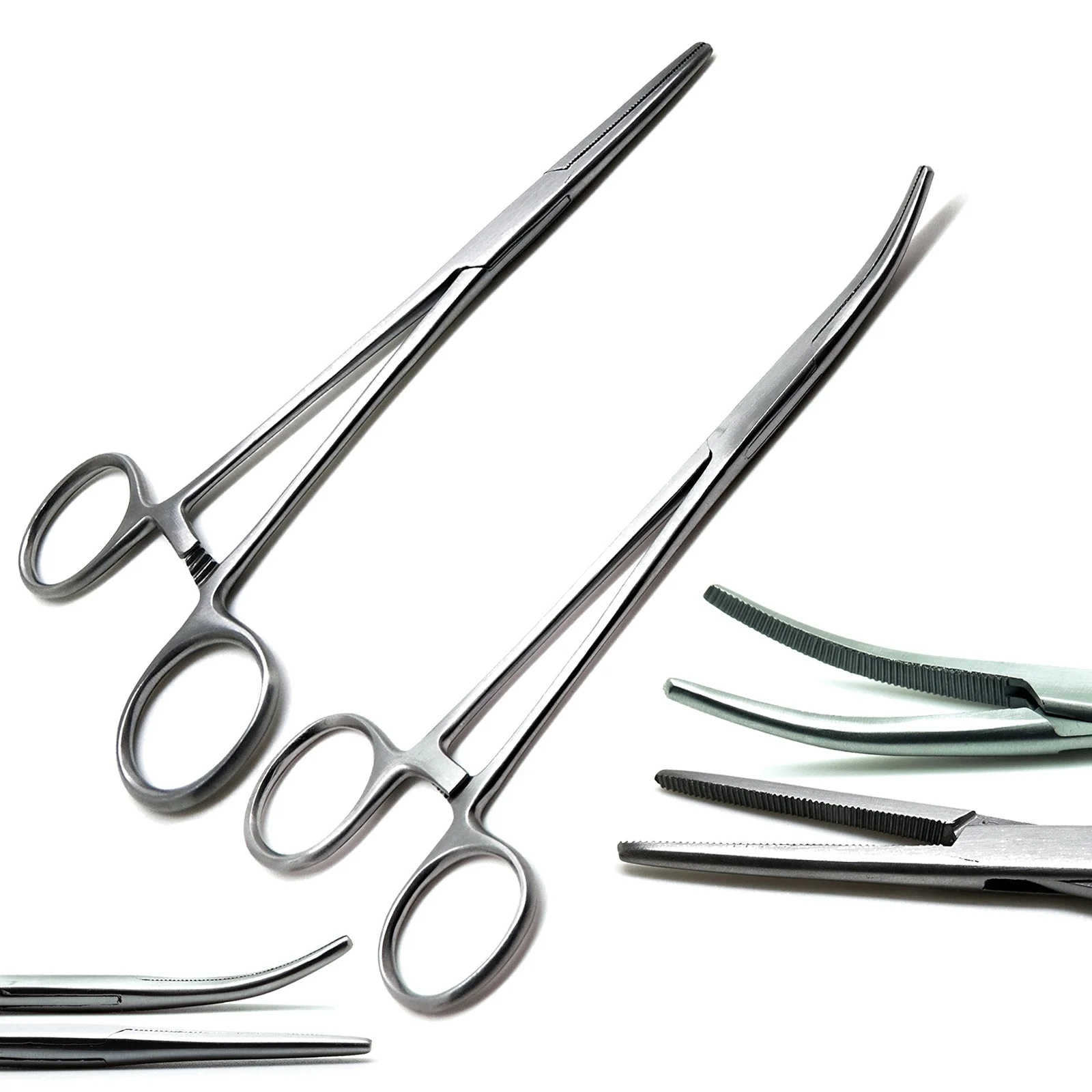 Stainless Steel Curved Tip and Straight Tip Forceps Locking Clamps Hemostatic Forceps Arterial Forceps Clamp Fish Hook Pliers