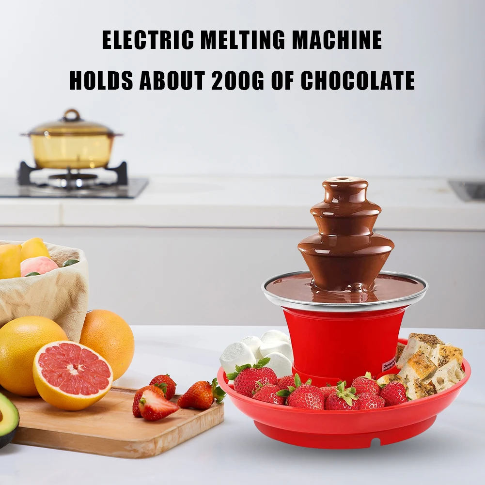 

3 Layer Chocolate Melting Machine DIY Handmade Chocolate Waterfall Hotpot Machine with Fruits/Nuts/Treats Serving Tray 35W