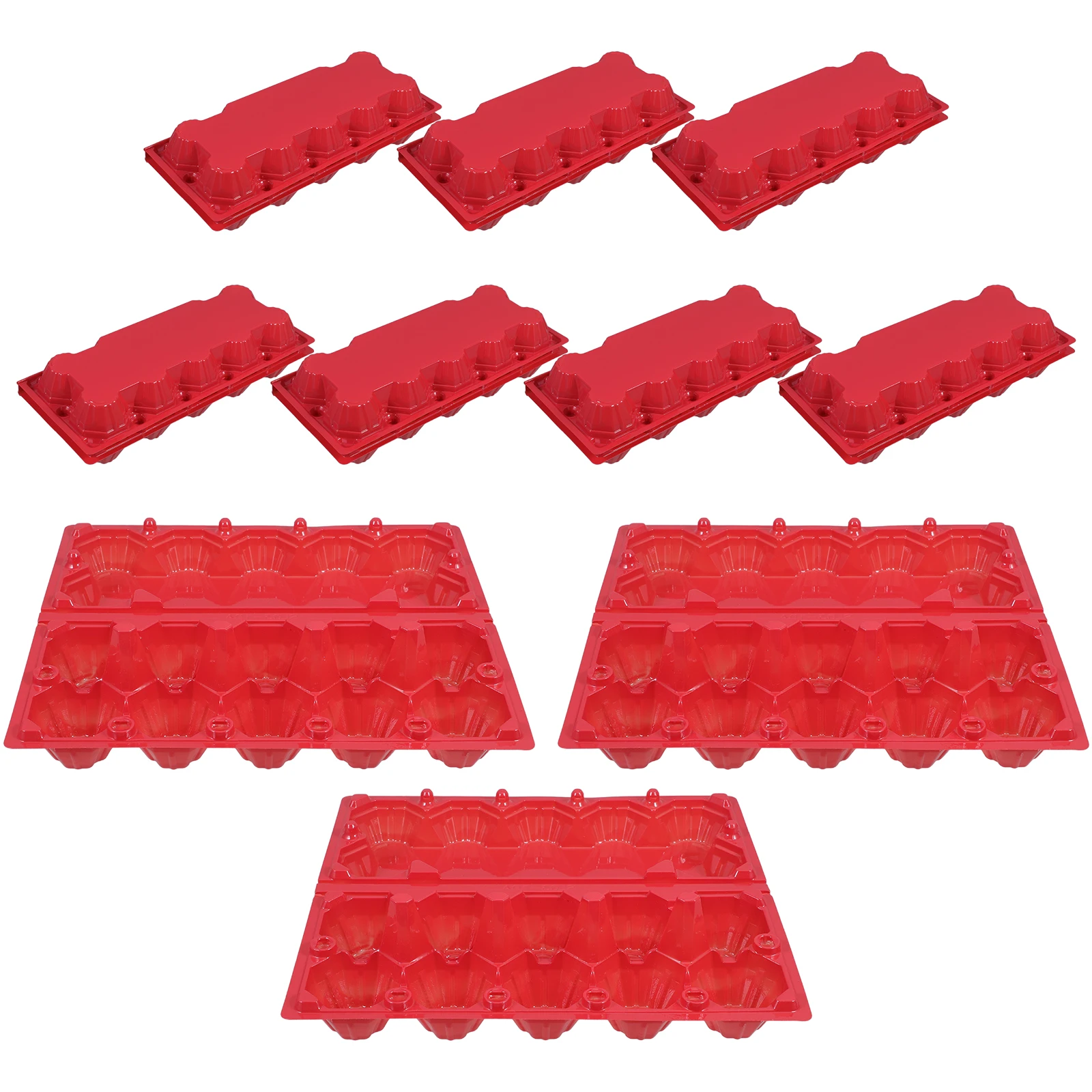 

10Pcs Egg Packaging Holder 10 Slot Heavy Duty Egg Case for Home Use Refrigerator Safe Transport Stackable Design Bright Color