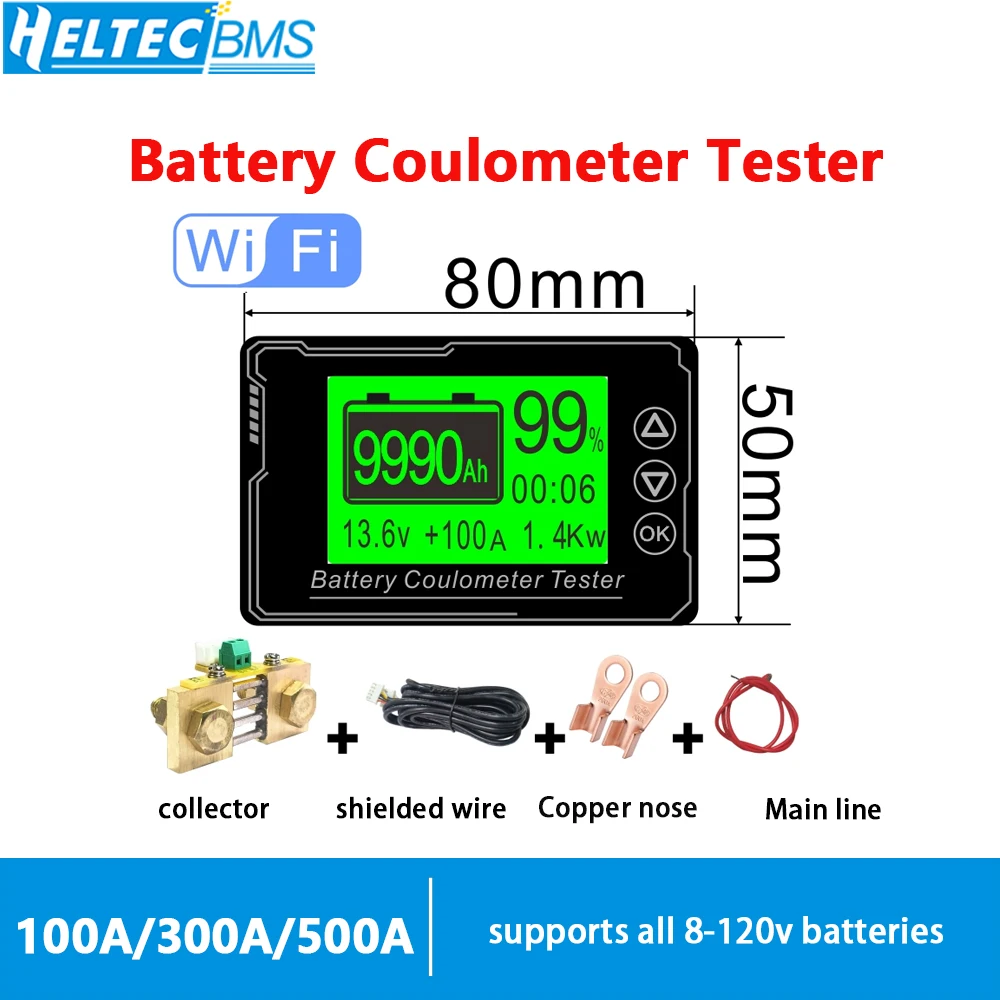 Wifi coulomb meter power display LiFePO4 battery high-precision bidirectional detection RV power display table