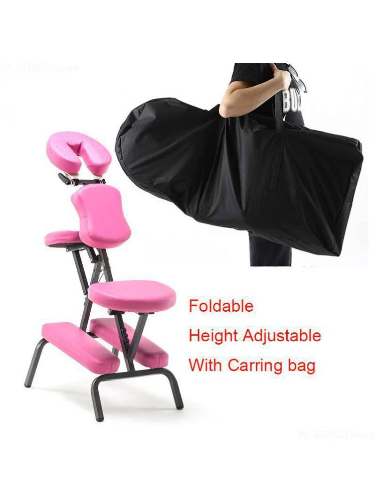 Folding Height Adjustable Tattoo Scraping Chair Portable Leather Pad Massage Chair with Armrest Quality Beauty Bed with Bag