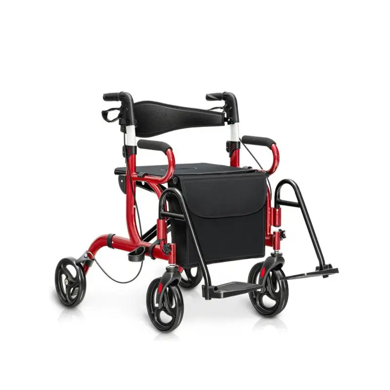 2-in-1 Rolling Walker and Wheelchair, Adjustable Height 34