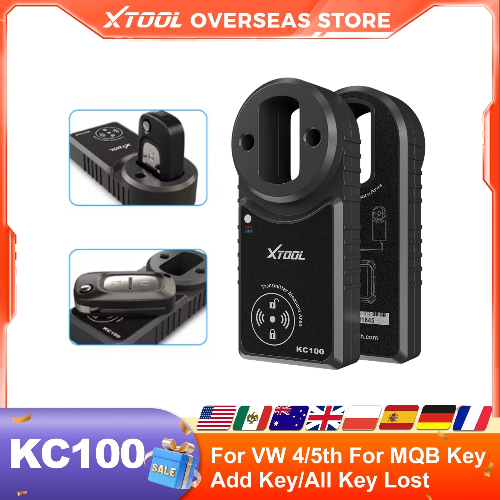 

XTOOL KC100 Key Fob Programmer For VW 4&5th For BMW CAS1-CAS3 For Skoda IMMO MQB Tool Work With X100PAD3 X100MAX D8S D9S